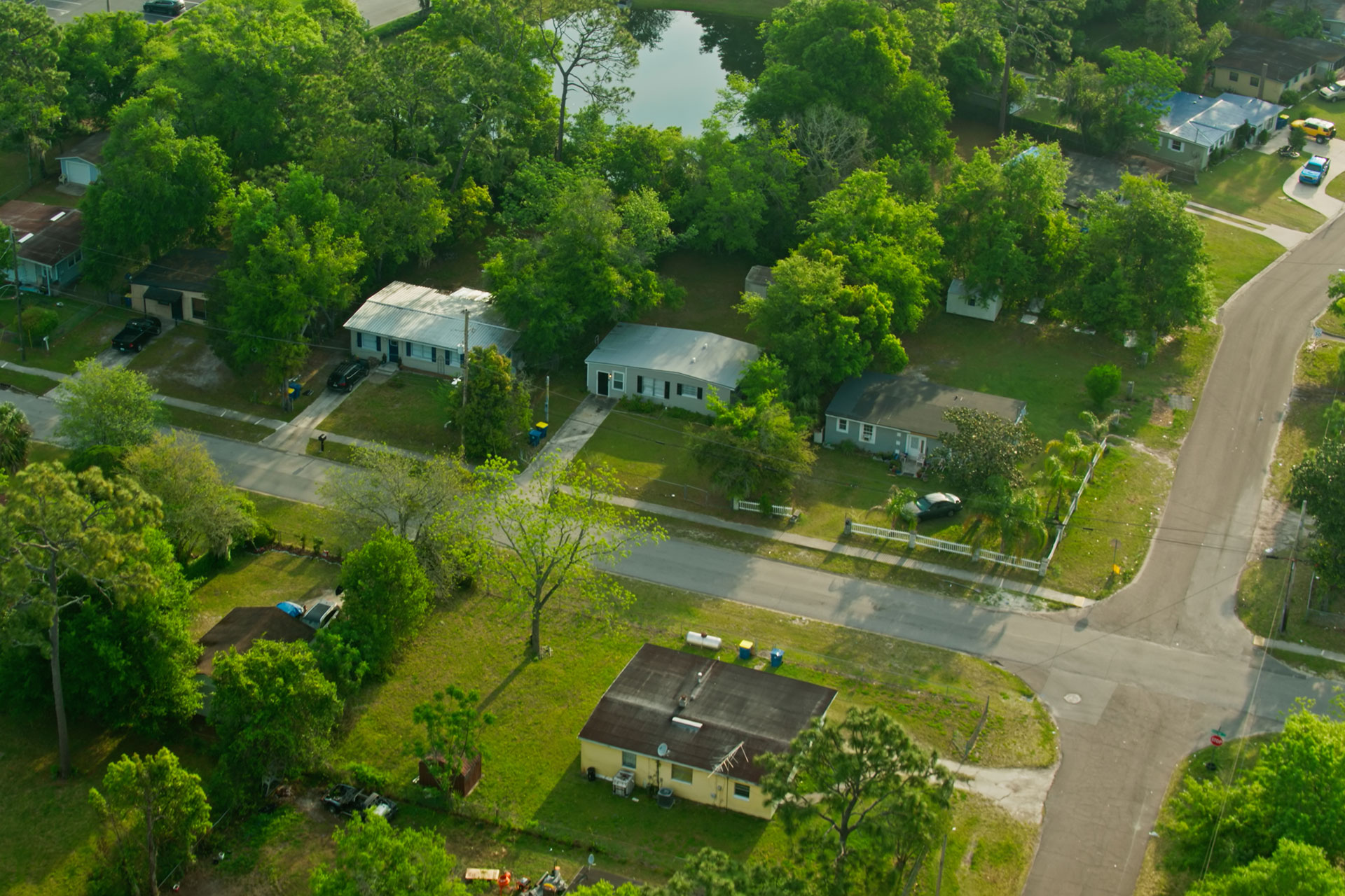 Aerial shot of Jacksonville, Florida in spring taken at dawn.