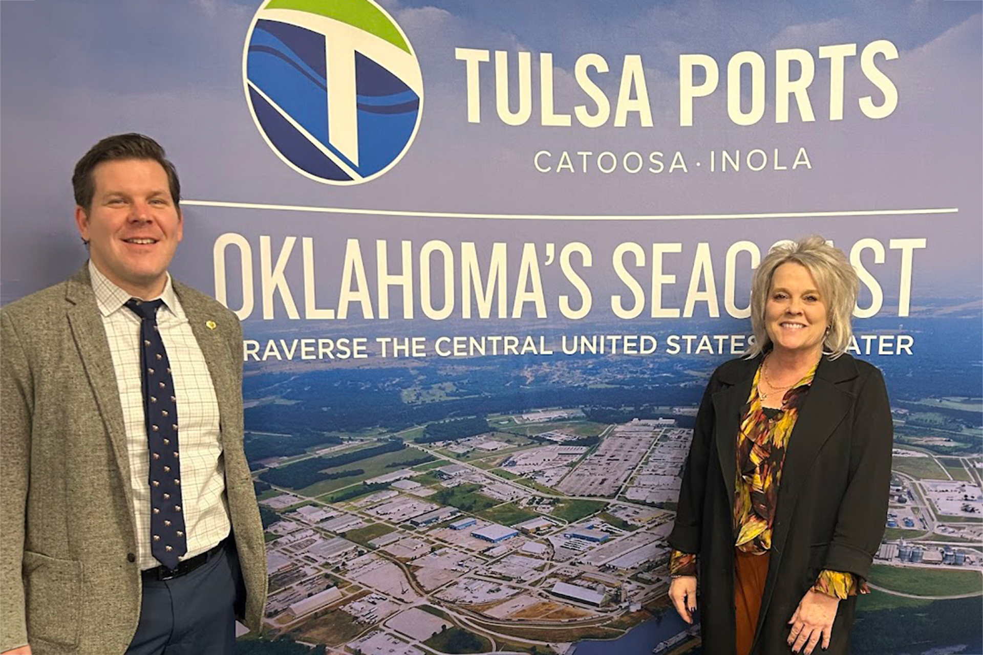 Kyle Fee stands with Michelle Bish, Executive Director, Northeast Oklahoma Regional Alliance